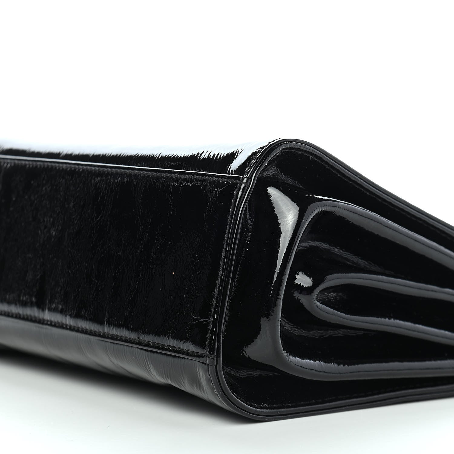 Chanel Patent Mademoiselle Lock Convertible Wrist Clutch Bag Black 10 of 10