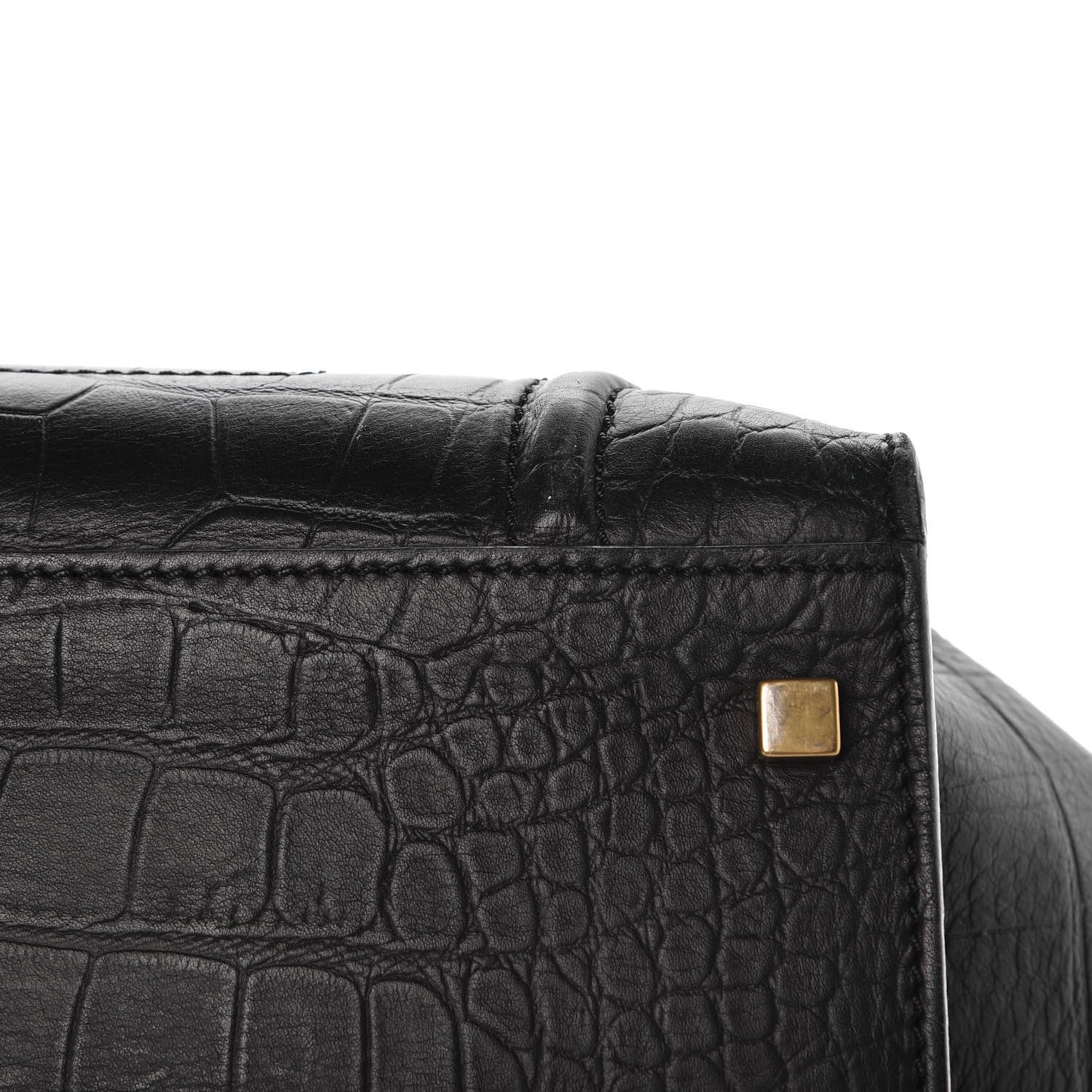 Celine Crocodile Embossed Calfskin Medium Phantom Luggage Black 18 of 19