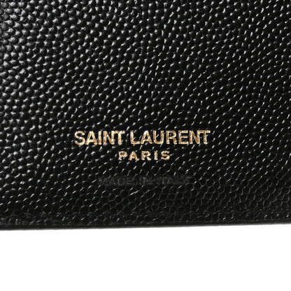 Saint Laurent Grain De Poudre Matelasse Chevron Monogram Zipped Two-Part Wallet Black 6 of 7