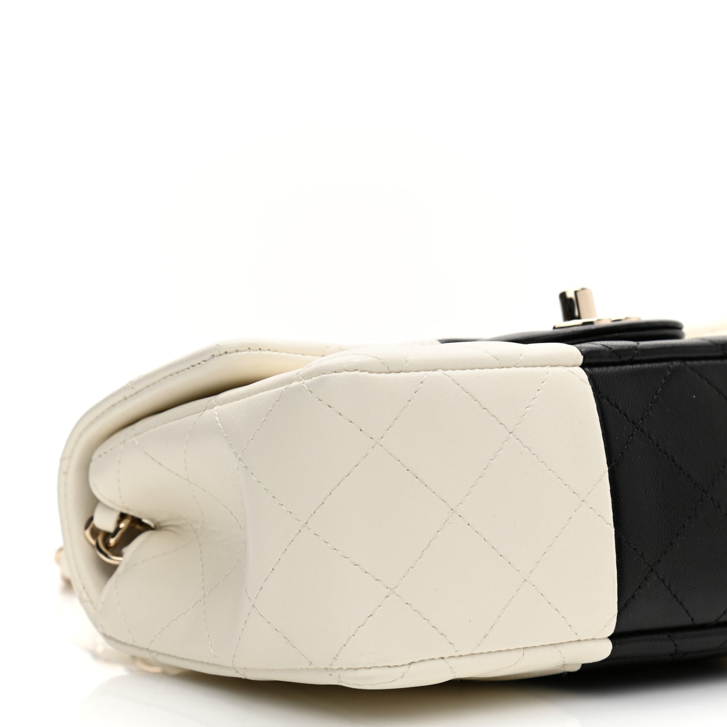 Lambskin Quilted Mini Rectangular Flap White Black