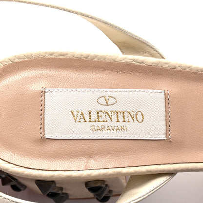 Valentino Garavani Pebbled Calfskin Rockstud Rolling 60mm City Sandals 38 Light Ivory 8 of 9