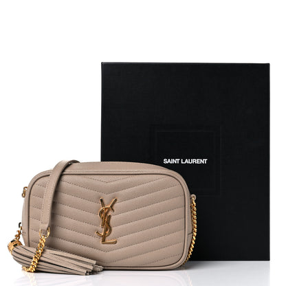 Saint Laurent Grain De Poudre Matelasse Monogram Mini Lou Camera Bag Dark Beige 10 of 10
