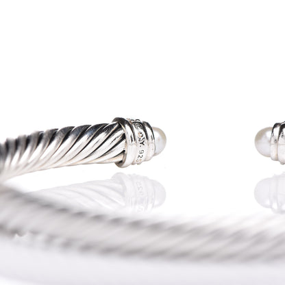 David Yurman Sterling Silver Diamond Pearl 5mm Cable Classics Bracelet 4 of 4