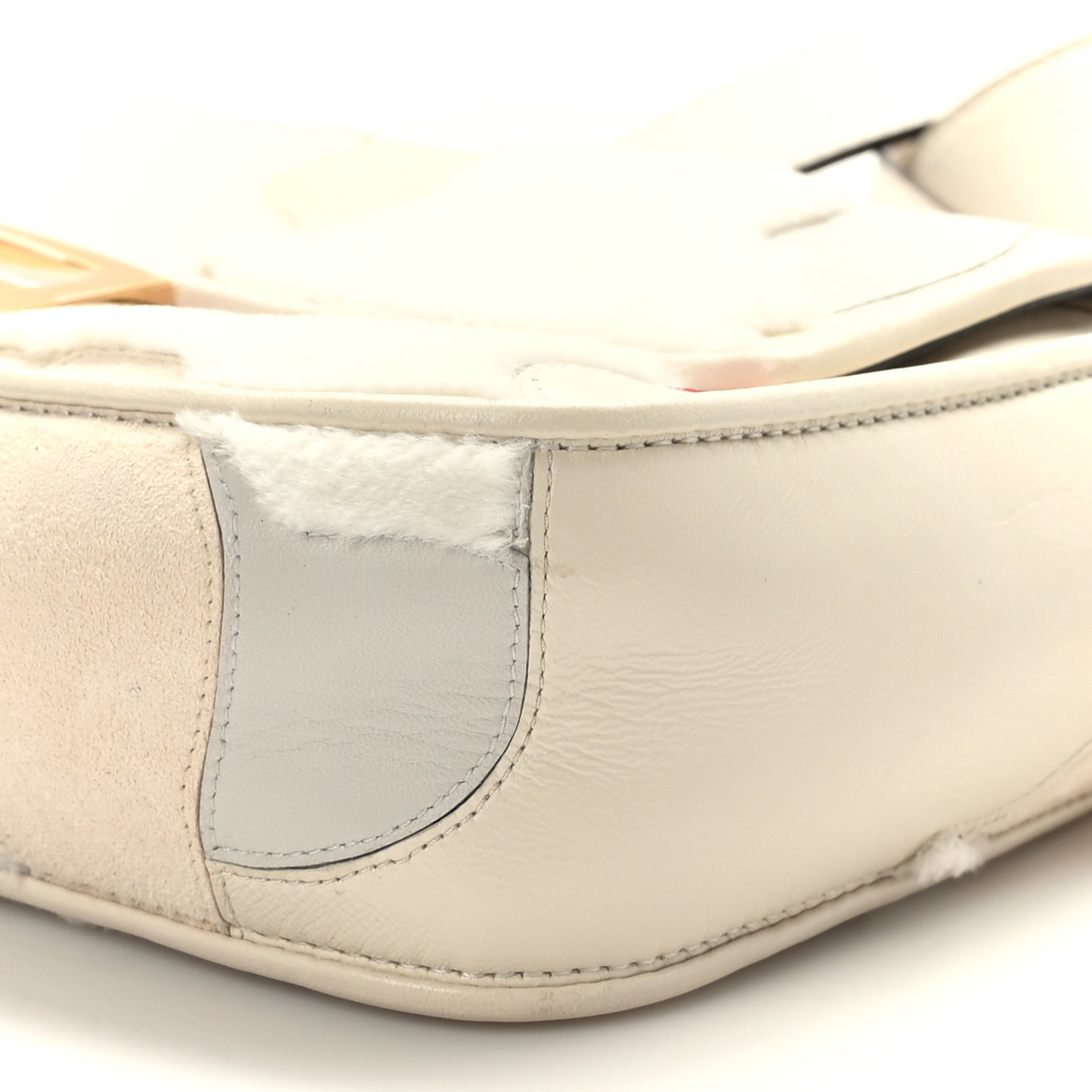 Mink Fur Nappa Faces Baguette Multicolor Bianco Carta