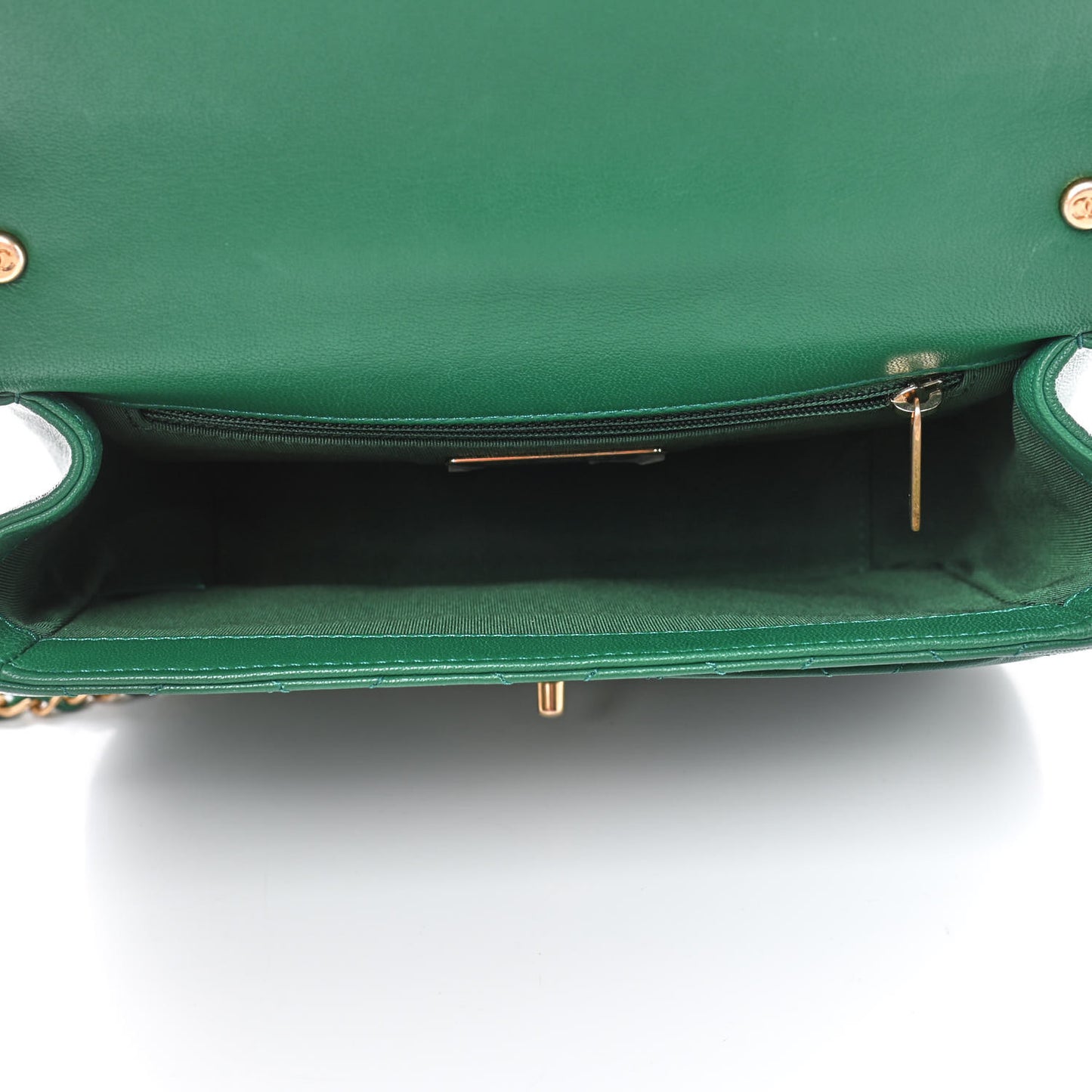 Lambskin Quilted Chain Infinity Top Handle Flap Green