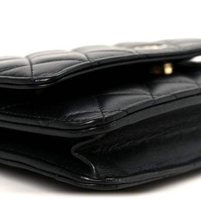 Chanel Lambskin Quilted Wallet On Chain WOC Black 10 of 12