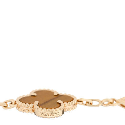 Van Cleef & Arpels 18K Yellow Gold Diamond Tiger Eye 5 Motifs Vintage Alhambra Bracelet 3 of 4