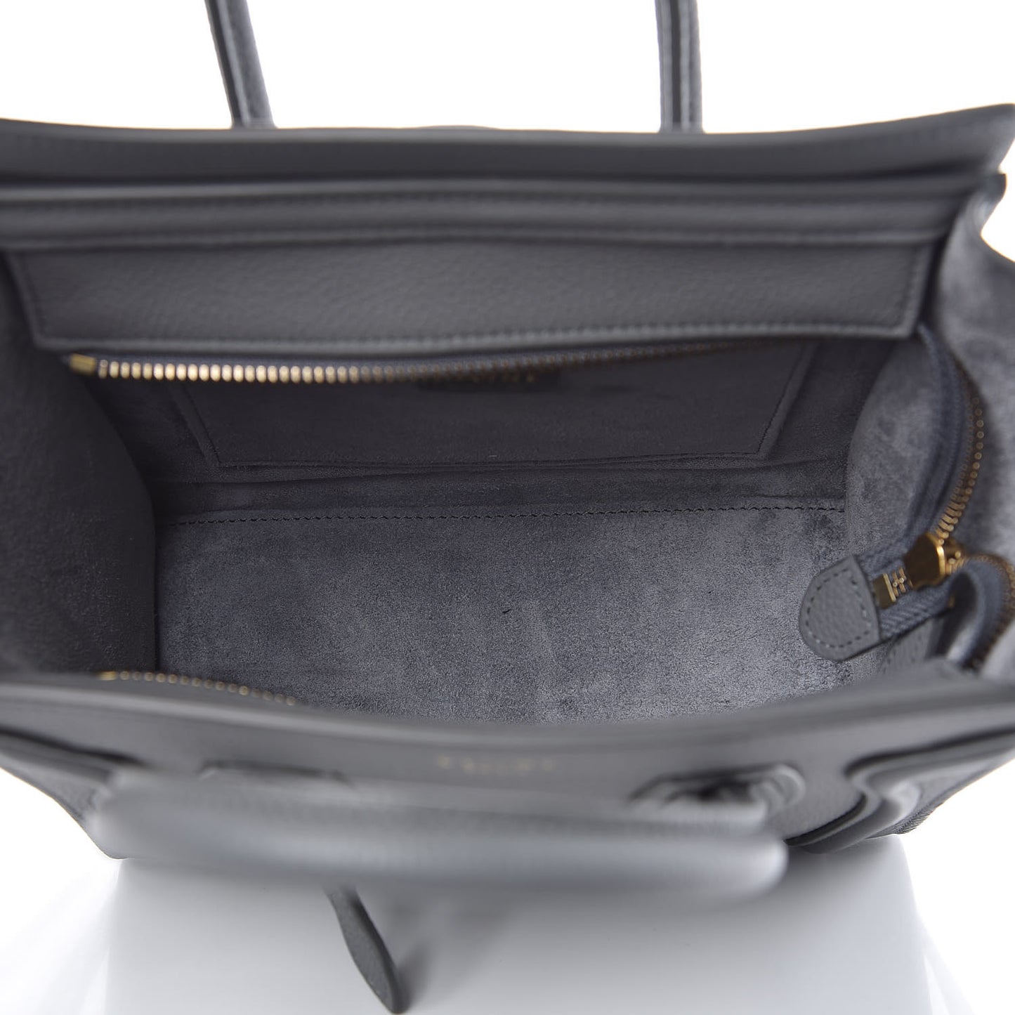 Drummed Calfskin Nano Luggage Kohl