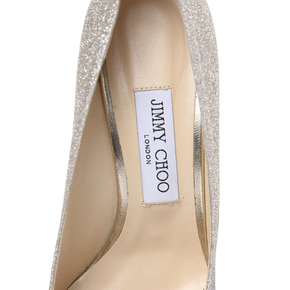 Jimmy Choo Dusty Glitter Romy 100 Pumps 38 Platinum Ice 6 of 9