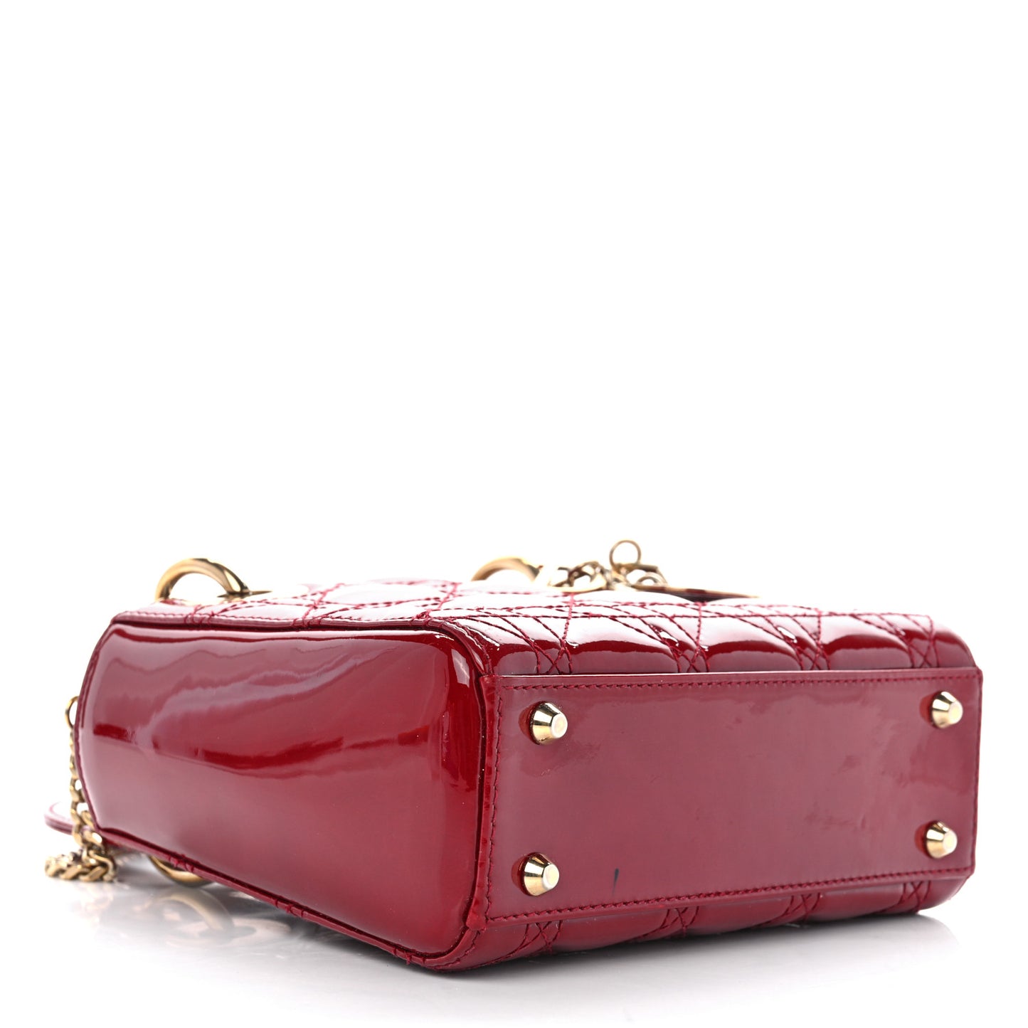 Patent Cannage Mini Lady Dior Red