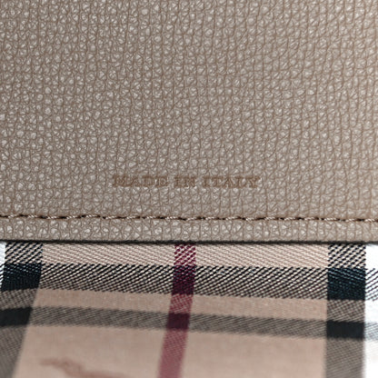 Burberry Grainy Calfskin Haymarket Check Small Reversible Tote Mid Camel 14 of 16