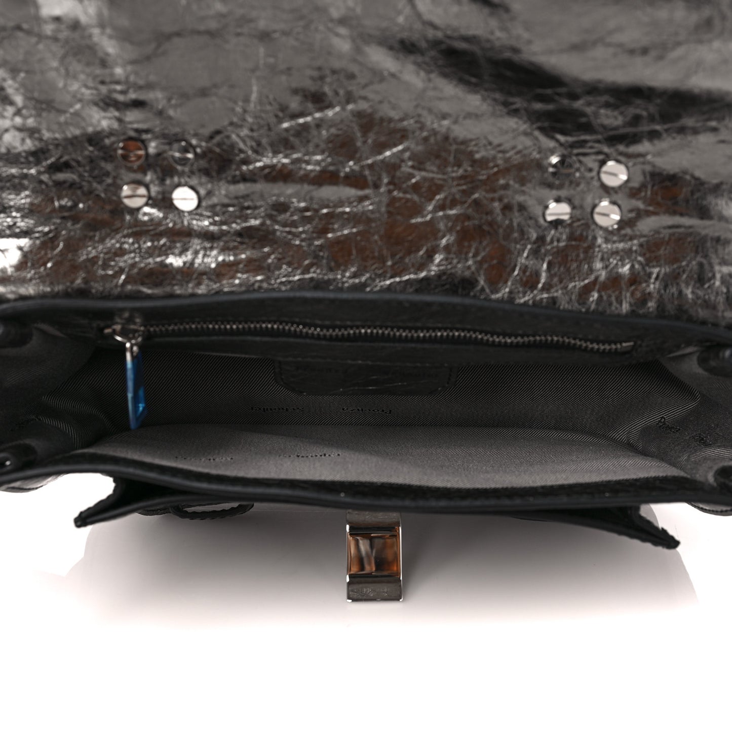 Metallic Lambskin Tiny PS1 Satchel Silver