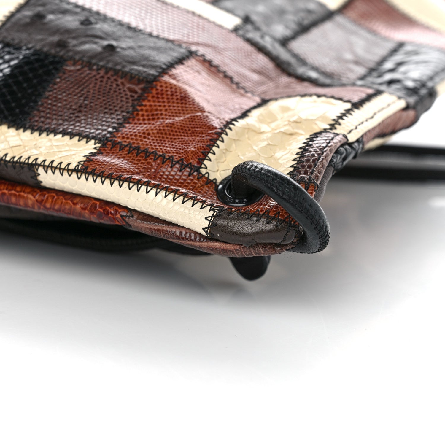 Saint Laurent Ostrich Lizard Snakeskin Patchwork Drawstring Bag Multicolor 11 of 11