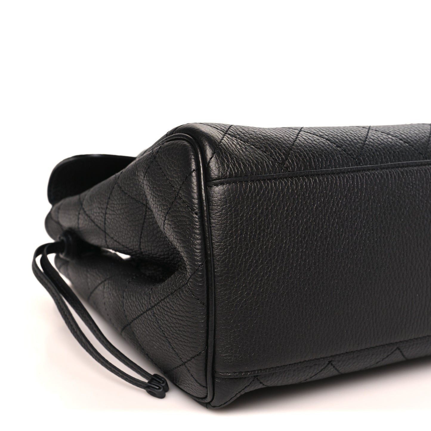 Grained Calfskin Stitched Urban Essentials Large Shopping Bag Black