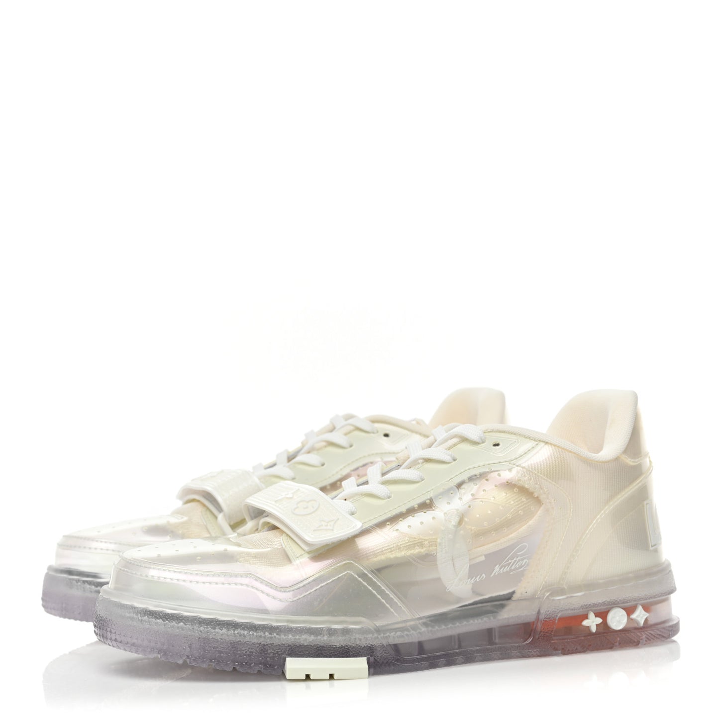 Mix Materials Transparent Monogram Mens LV Trainer Sneakers 8 White