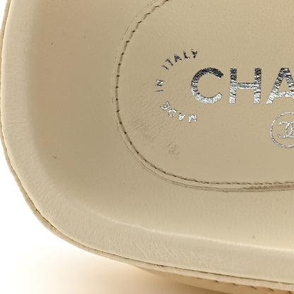 Chanel Lambskin Cha-Nel Mule Sandals 38 Ivory Multicolor 11 of 11