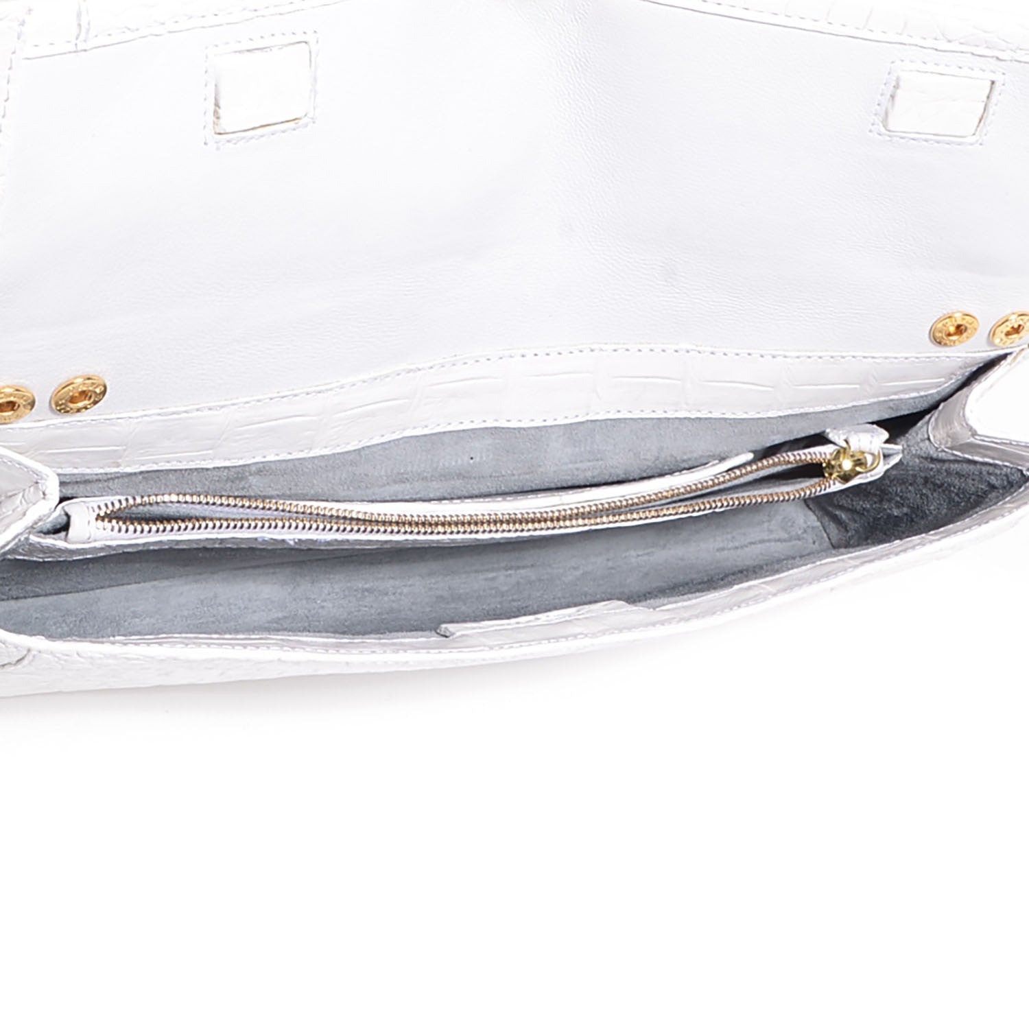 Nancy Gonzalez Glossy Crocodile Gotham Clutch White 5 of 9