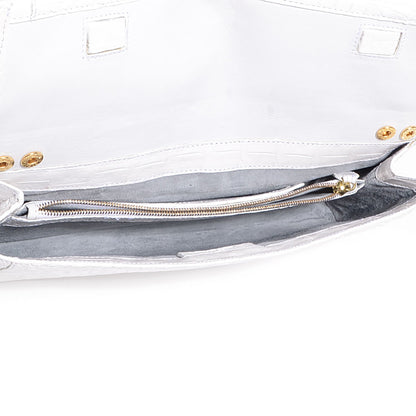 Nancy Gonzalez Glossy Crocodile Gotham Clutch White 5 of 9