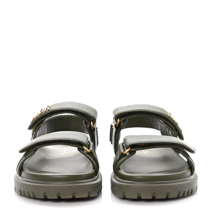 Christian Dior Lambskin Dioract 10mm Sandals 37 Kaki 2 of 9
