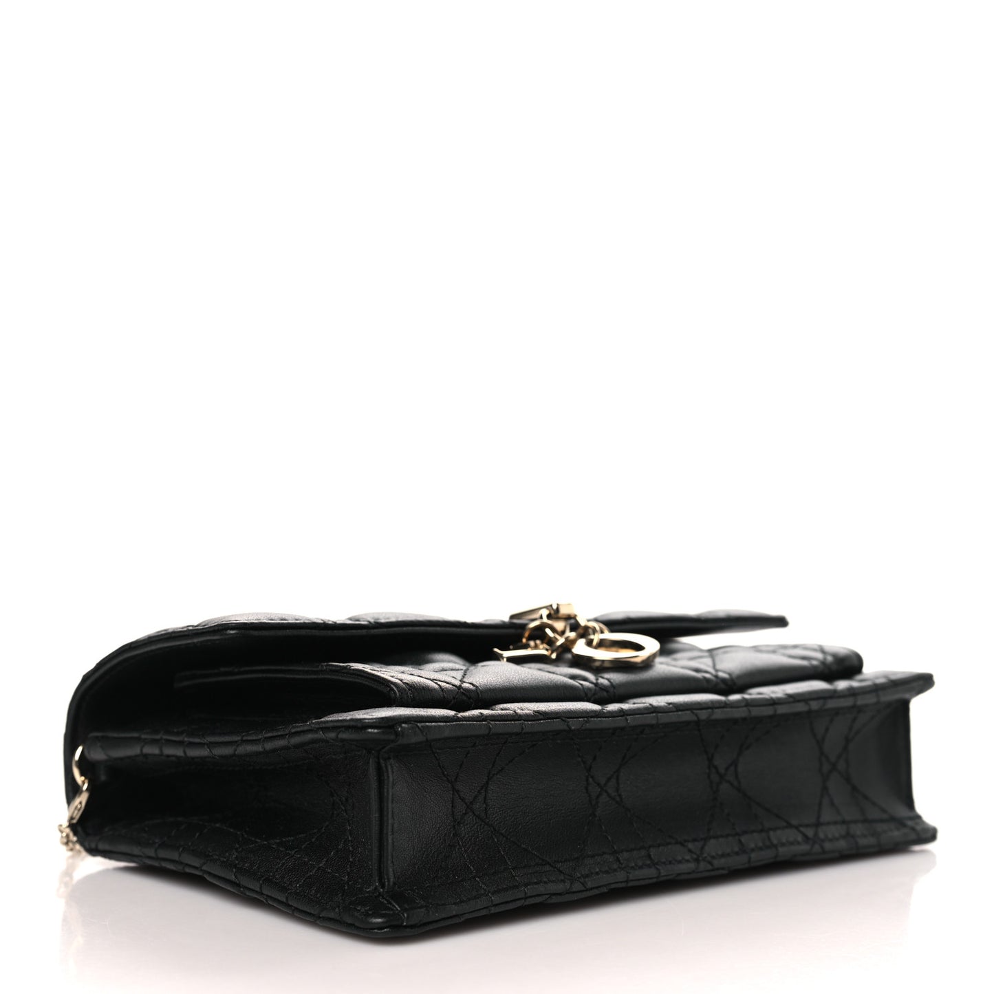 Lambskin Cannage Lady Dior Chain Pouch Black