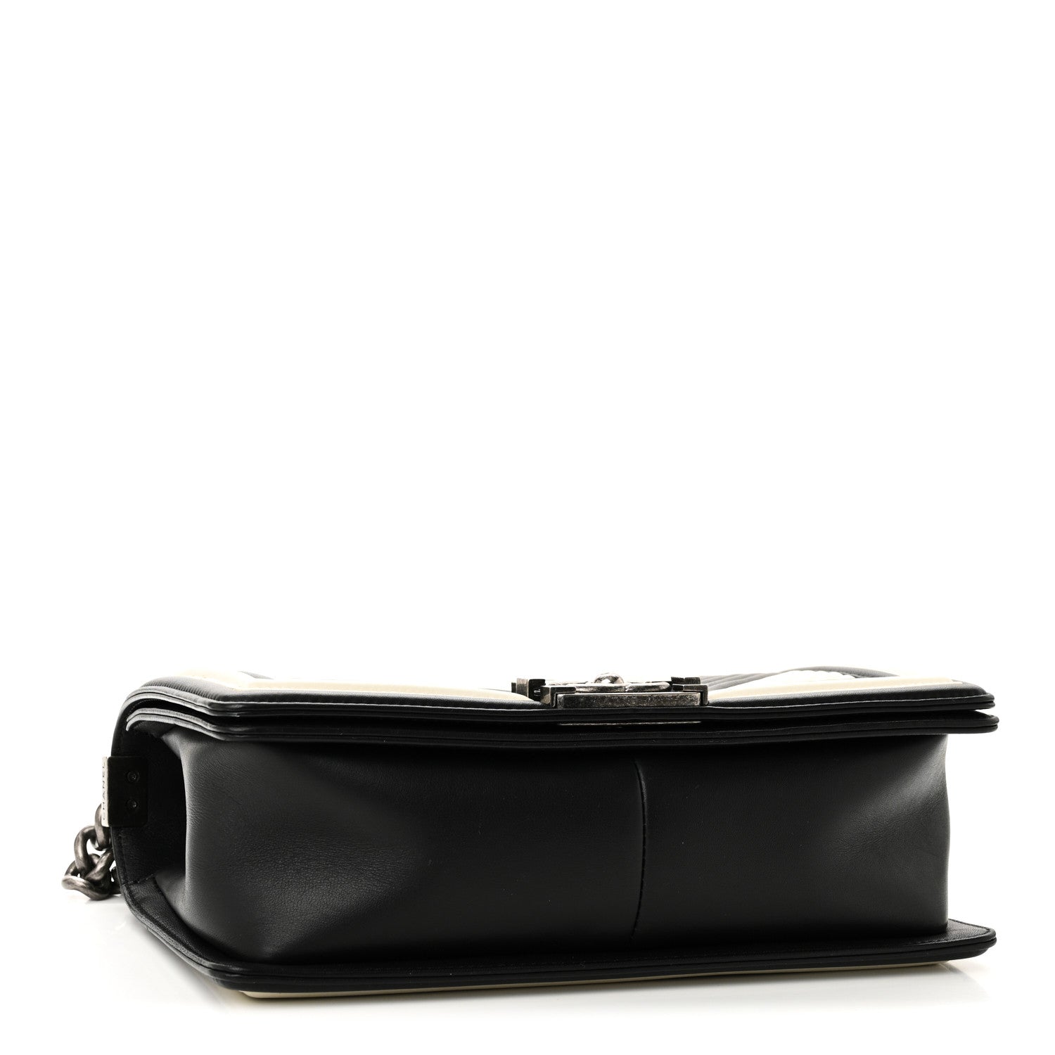 Chanel Calfskin Pleated Medium Boy In Rome Flap Black White 4 of 11