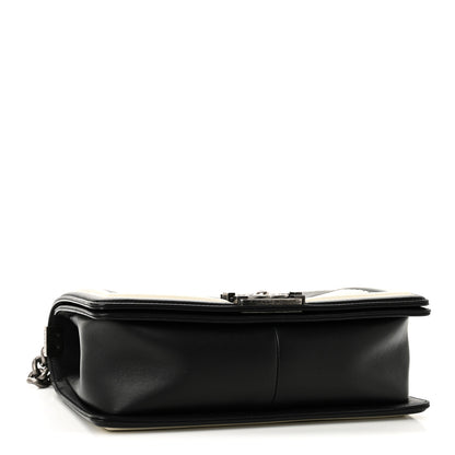 Chanel Calfskin Pleated Medium Boy In Rome Flap Black White 4 of 11