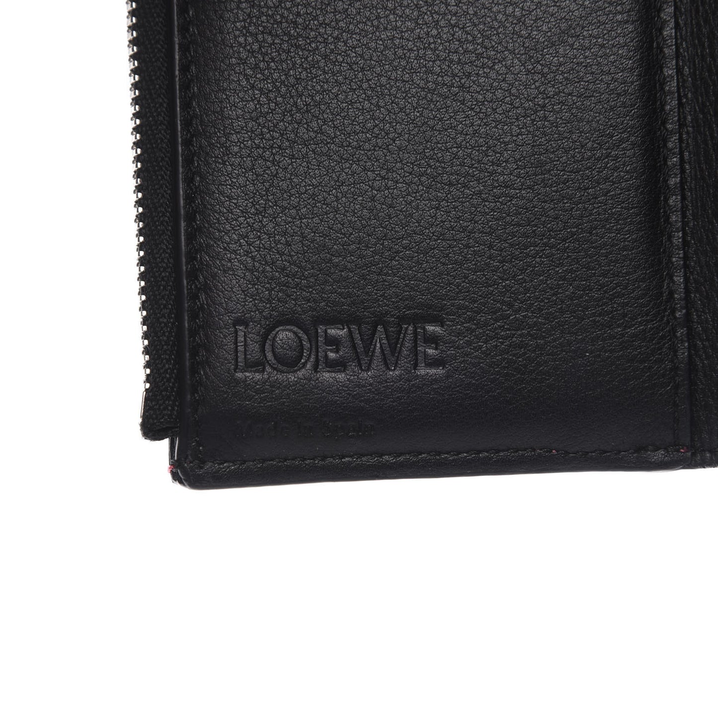 Grained Calfskin Compact Zip Wallet Wild Rose Raspberry