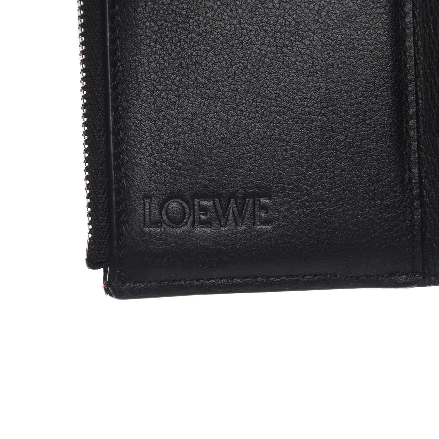 Loewe Grained Calfskin Compact Zip Wallet Wild Rose Raspberry 6 of 9