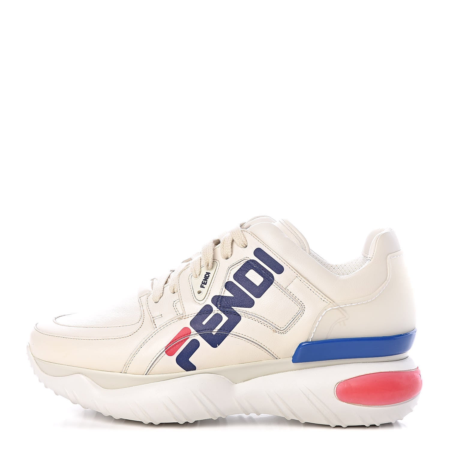 Fendi X FILA Vitello Mania Painted Mens Chunky Sneakers 9 Ice White Caipiroska Blueberry 1 of 8