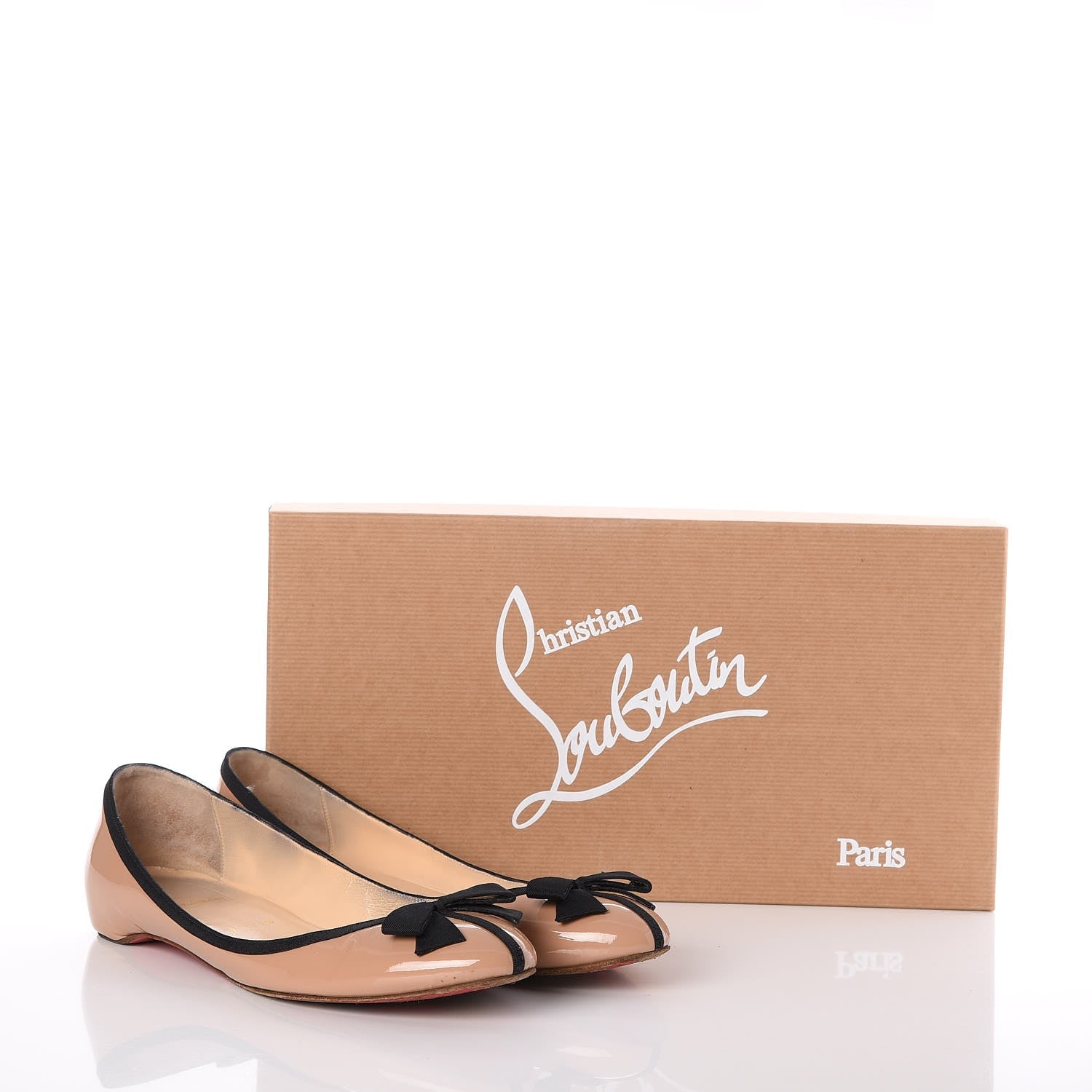Christian Louboutin Patent Grosgrain Balinodono Flats 39 Nude Black 11 of 11