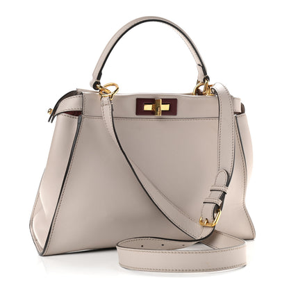 Fendi Vitello Seta Shiny Nappa Medium Peekaboo Iconic Satchel Grigio Polvere Bois de Rose 2 of 11