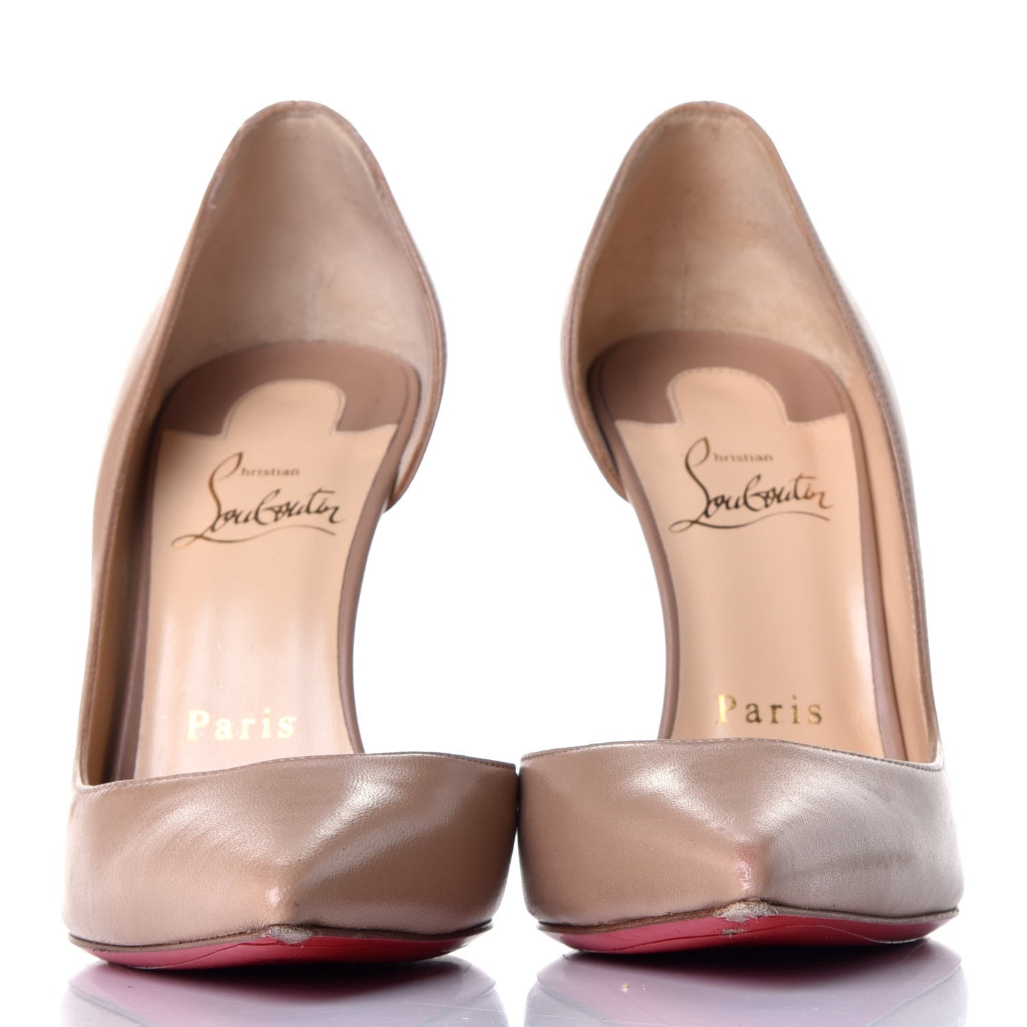 Christian Louboutin Shiny Nappa Iriza 100 Pumps 36.5 Nude 2 of 8