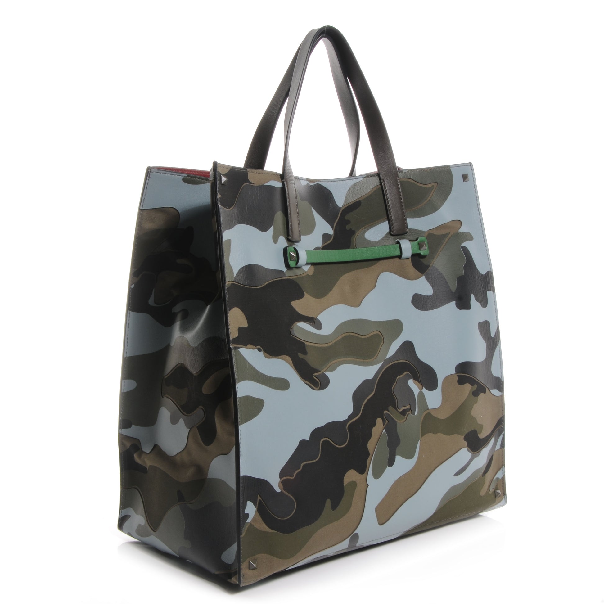 Valentino Garavani Lambskin Camouflage Vertical Tote Light Blue 3 of 8