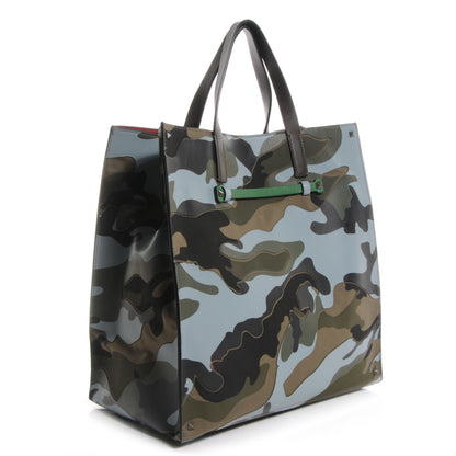 Valentino Garavani Lambskin Camouflage Vertical Tote Light Blue 3 of 8