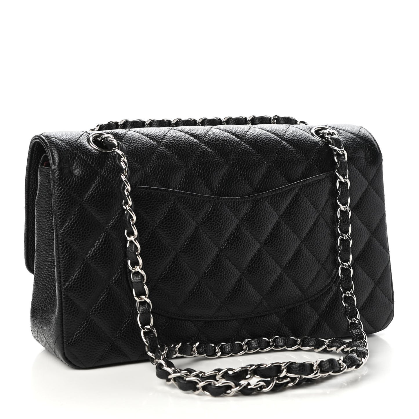 Caviar Quilted Medium Double Flap Black