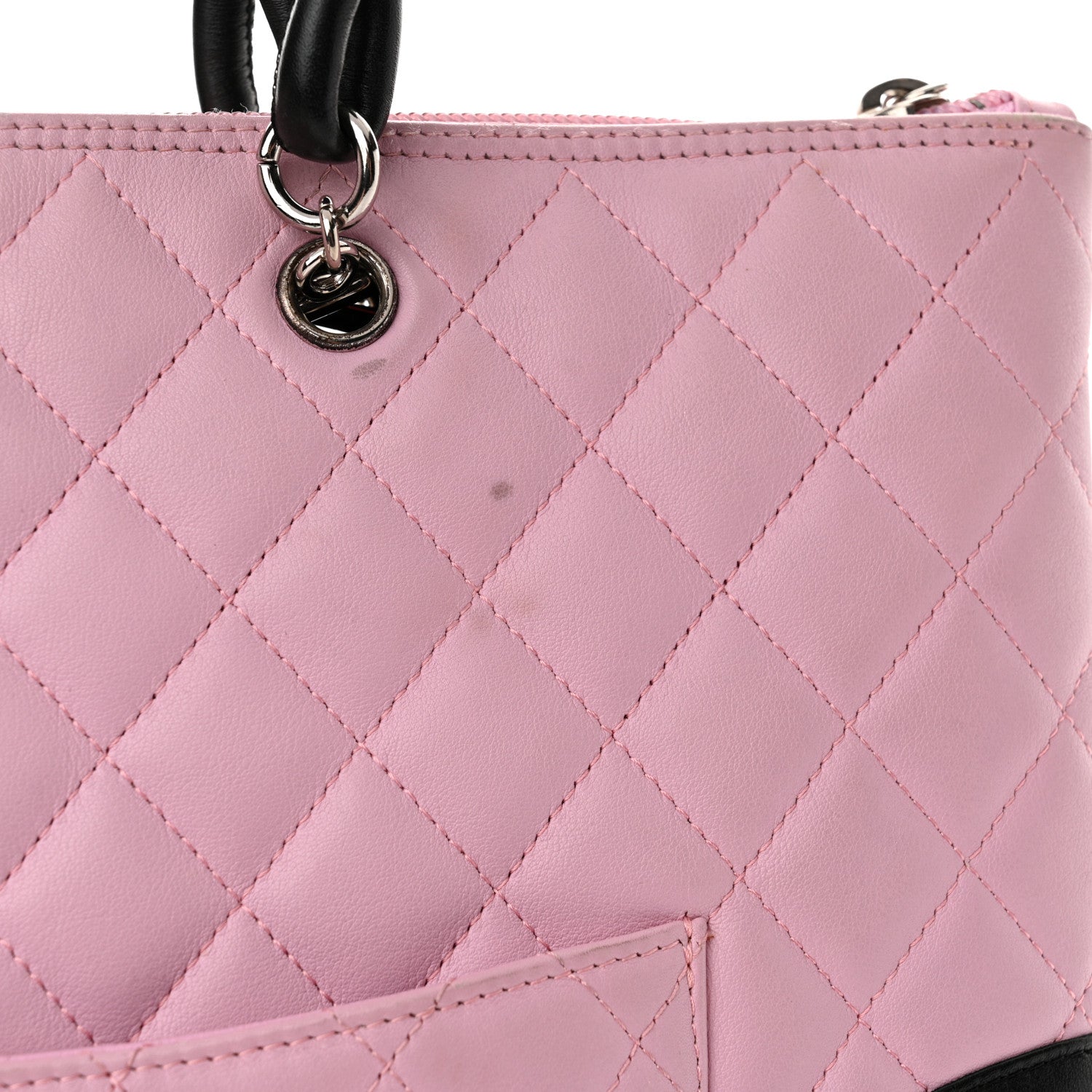 Chanel Calfskin Quilted Cambon Flat Tote Pink Black 12 of 14