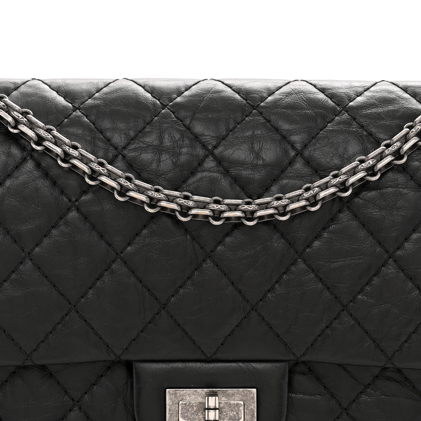 Aged Calfskin Quilted 2.55 Reissue 225 Flap Black