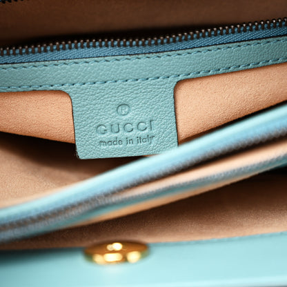 Gucci Wonka Grain Calfskin Medium Diana Tote Bag Dusty Azure Orange Fluo 7 of 16
