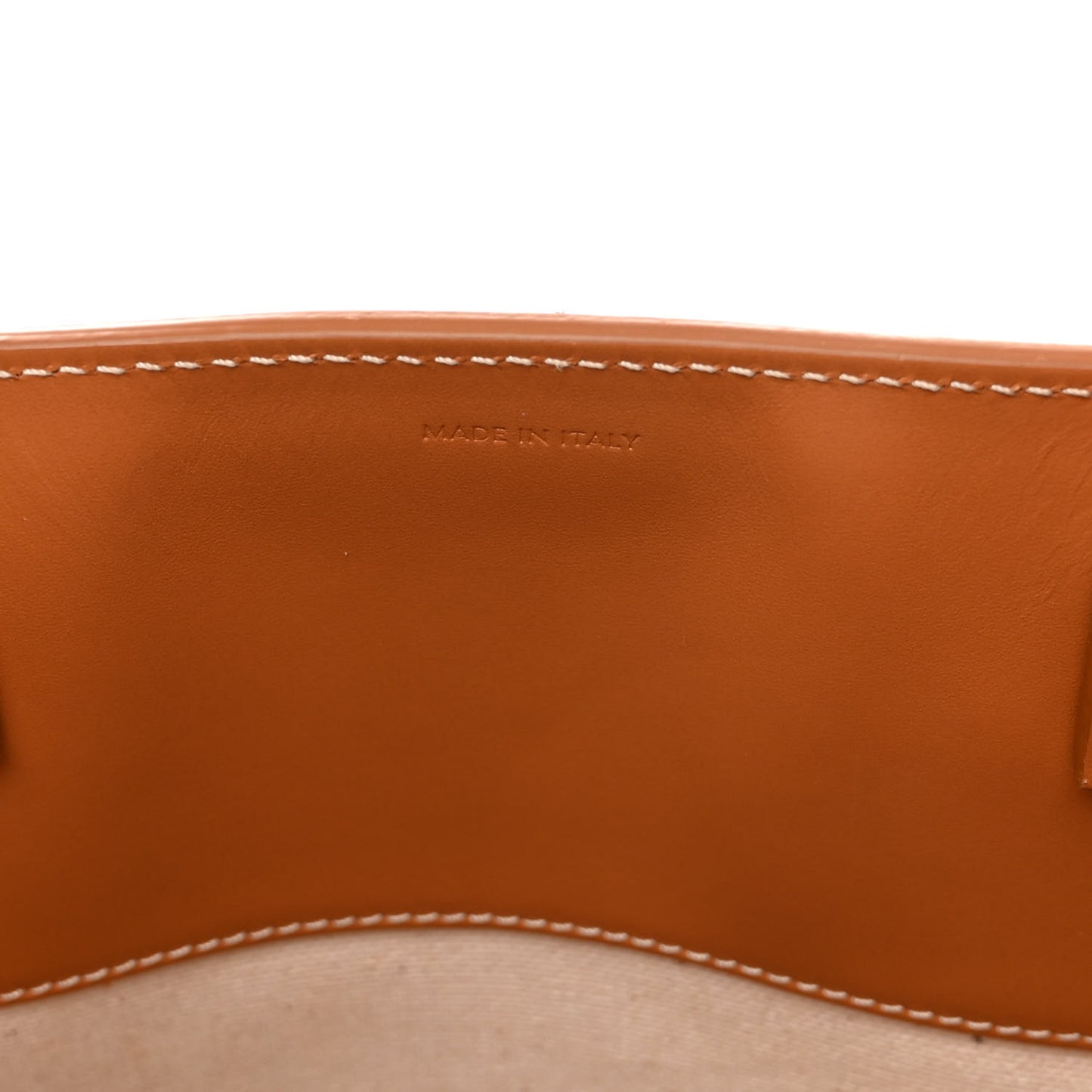 Canvas Calfskin Logo Print Small Vertical Cabas Natural Tan