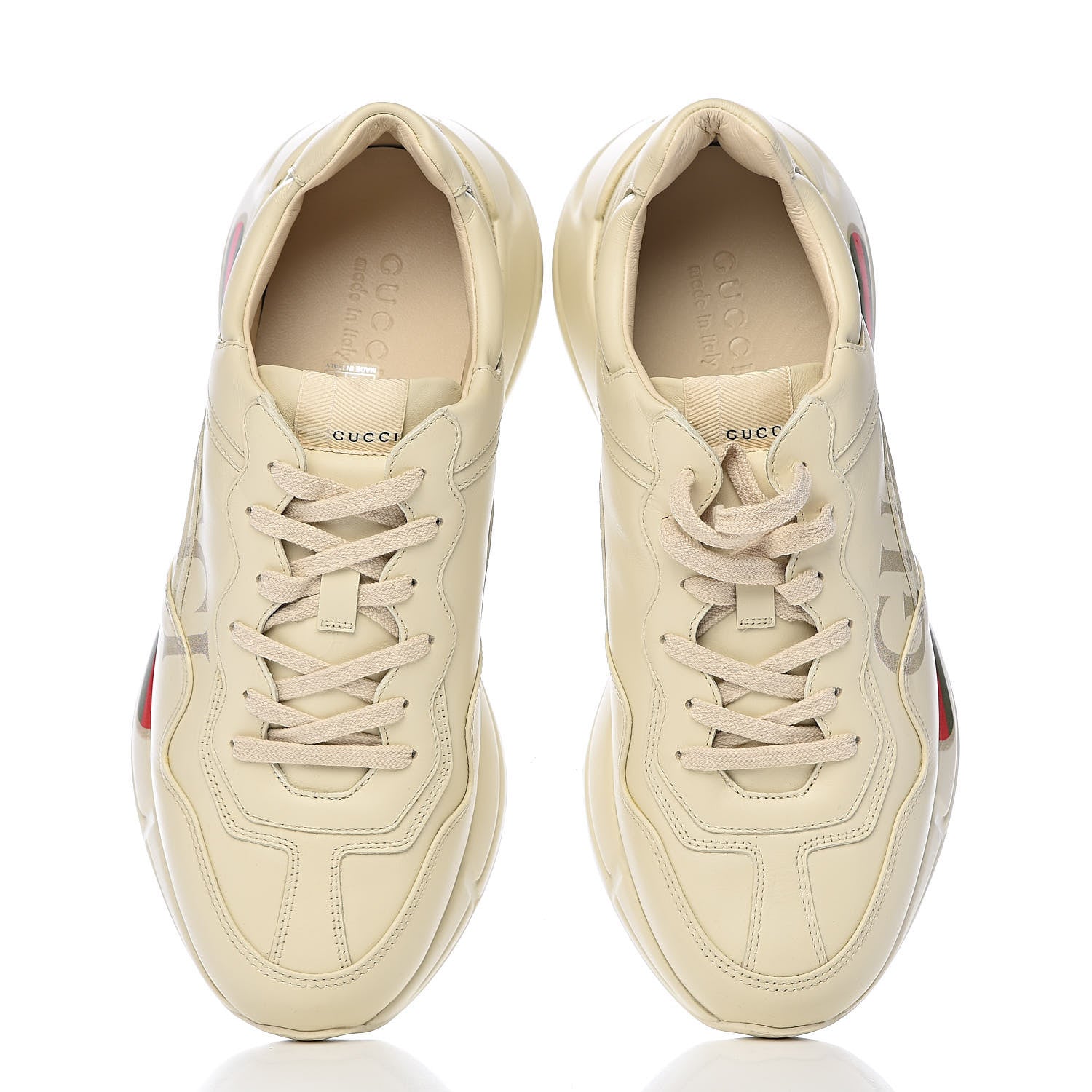 Gucci Calfskin Logo Mens Rhyton Sneakers 10 Ivory 8 of 9
