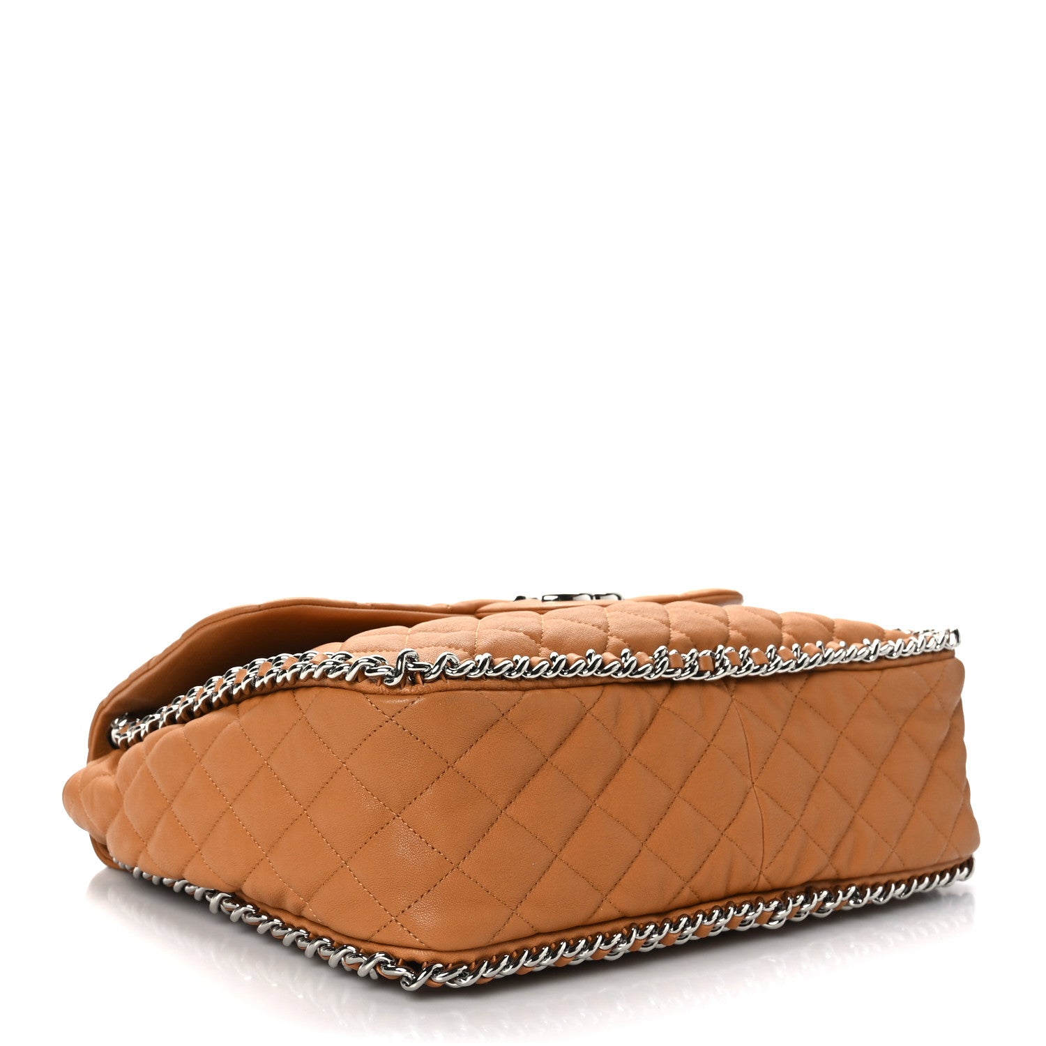 Chanel Washed Lambskin Quilted Maxi Chain Around Flap Dark Beige 4 of 9