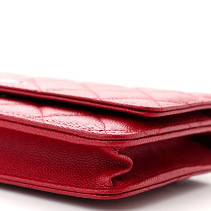 Chanel Caviar Quilted Wallet on Chain WOC Dark Red 11 of 12