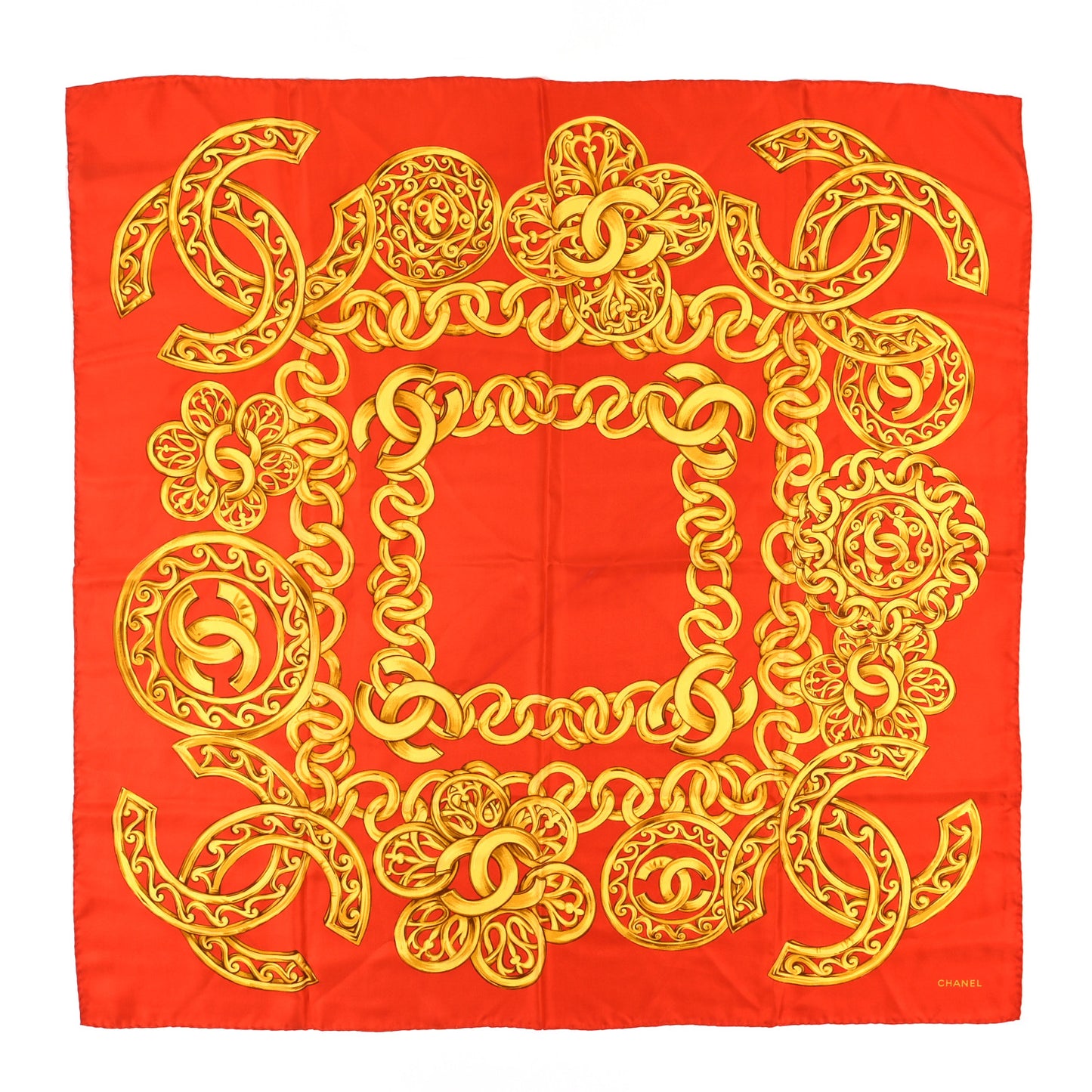 Silk Chain CC Scarf Red
