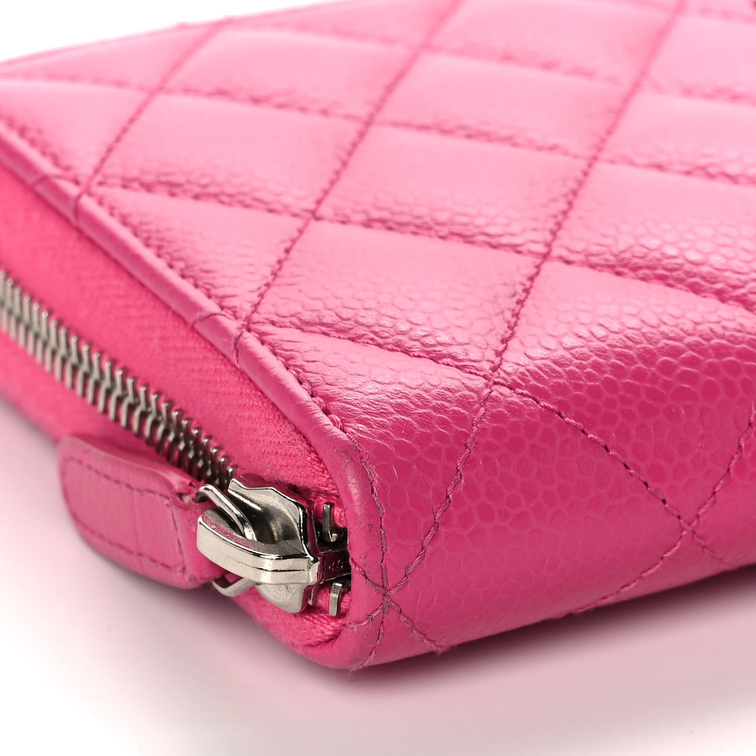 Chanel Caviar Quilted Large Gusset Zip Around Wallet Pink 8 of 13