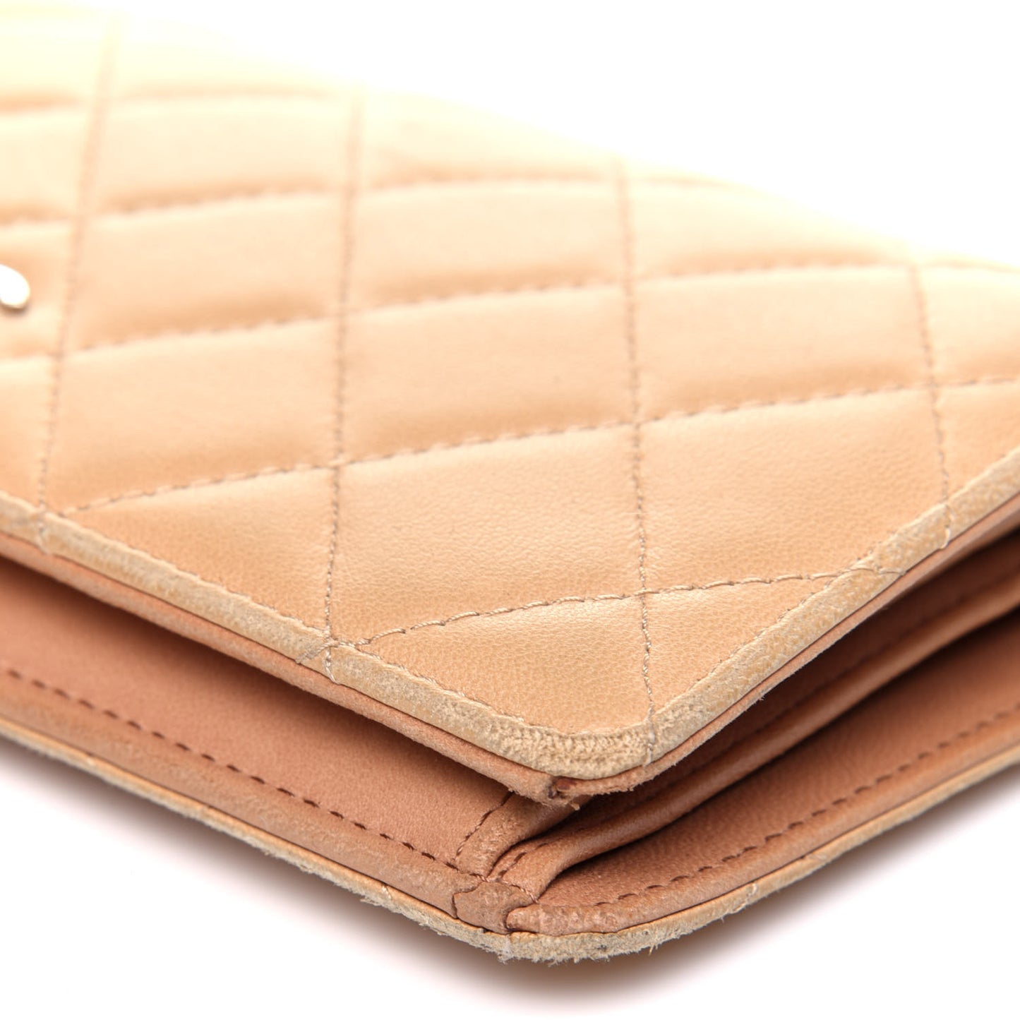 Lambskin Quilted Yen Wallet Beige