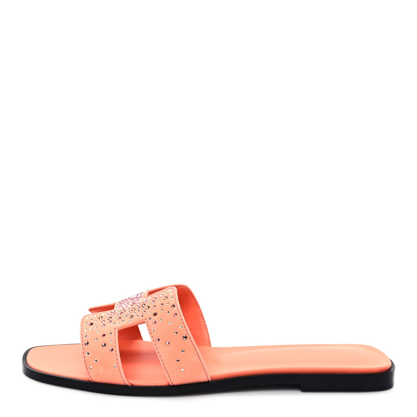 Suede Goatskin Rhinestone Oran Sandals 39.5 Orange Joey