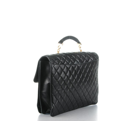 Chanel Lambskin Quilted Briefcase Laptop Bag Black 3 of 12