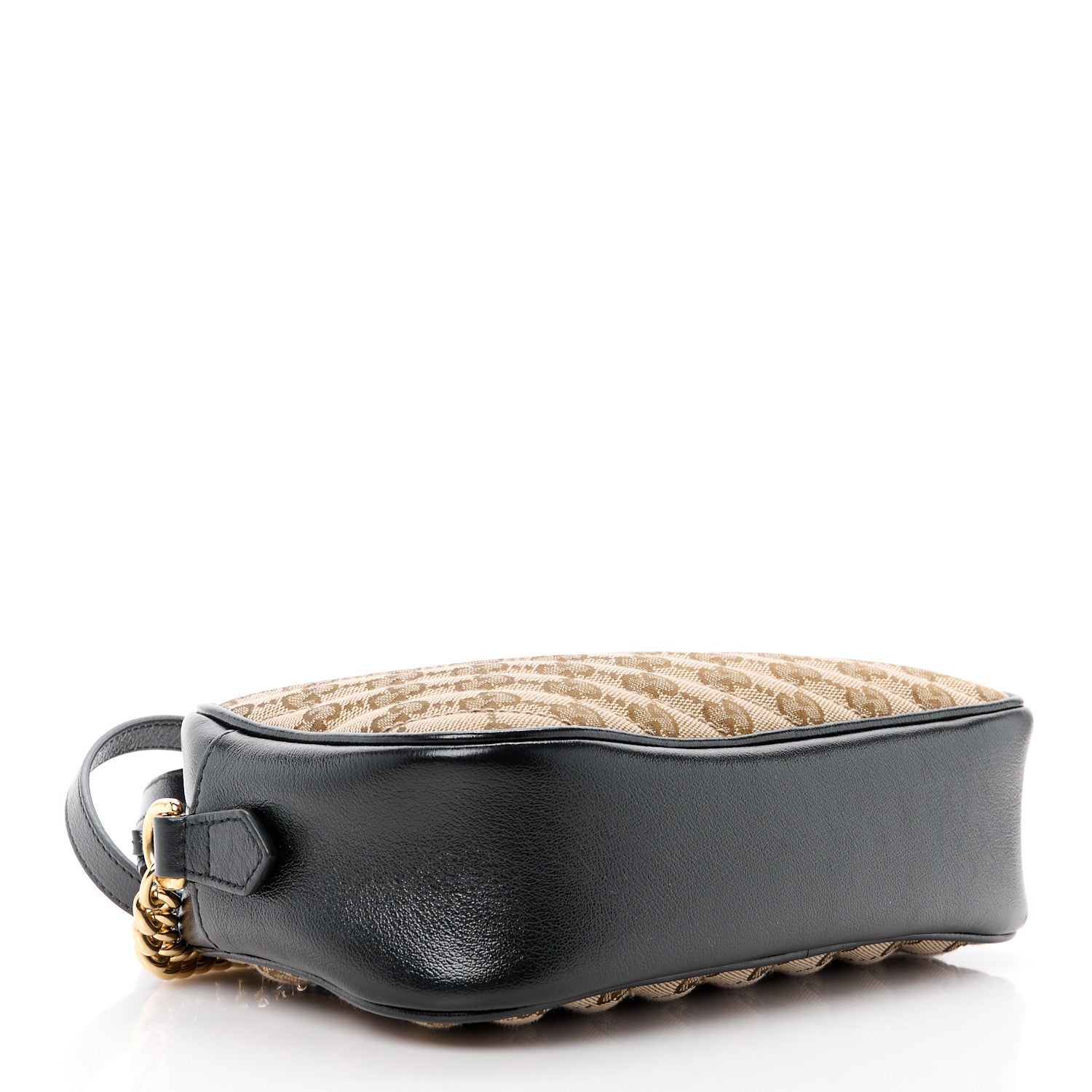 Gucci Monogram Matelasse Diagonal Small GG Marmont Chain Shoulder Bag Beige Black 4 of 12