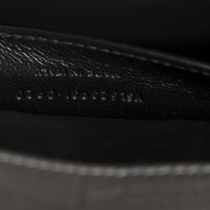 Saint Laurent Calfskin Crocodile Embossed Medium Classic Monogram Cassandra Top Handle Fog 7 of 16