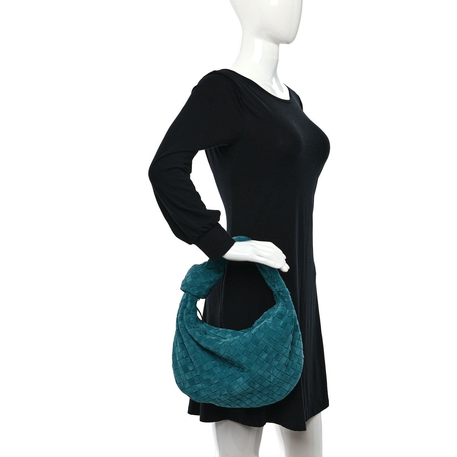 Bottega Veneta Suede Intrecciato Teen Jodie Hobo Petroleum Blue 2 of 11